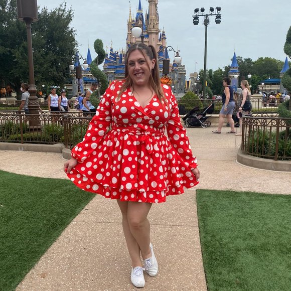 NEW V-Neck Polka Dot Printed Dress - Picture 5 of 5